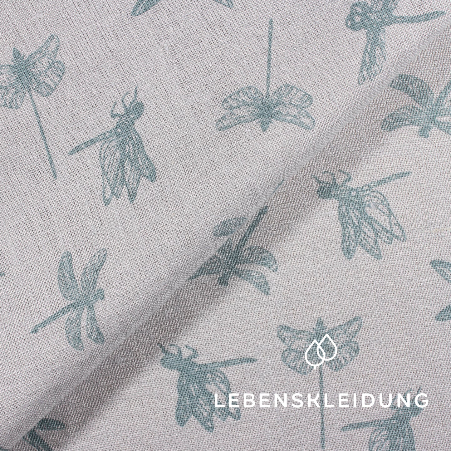 Leinen Stoff - Libelle Grün