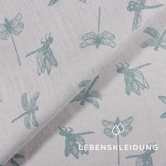 Leinen Stoff - Libelle Grün