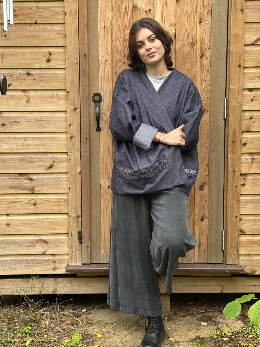 Sergé Re-Life - Chambray denim - Bleu – Gros plan