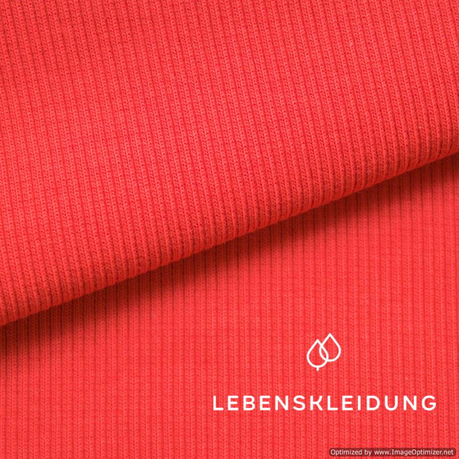 Organic ribbing fabric - Carmine sample – Detail view