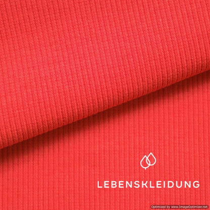 Organic ribbing fabric - Carmine sample – Detail view