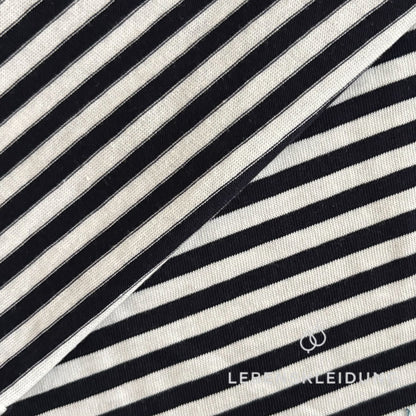 Jersey de coton biologique rayé Re-Life - Rayures Nature/Marine – Vue détaillée