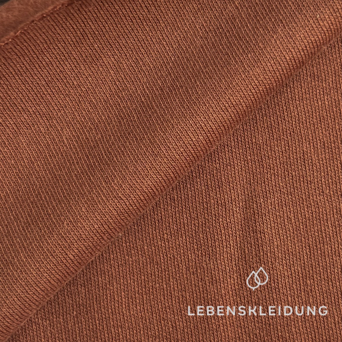 Tissu sweat-shirt en coton biologique doux brossé Re-Life - Rouge cuivré – Gros plan