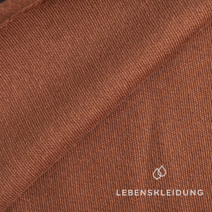 Tissu sweat-shirt en coton biologique doux brossé Re-Life - Rouge cuivré – Gros plan