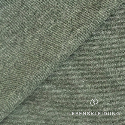 Re-Life Weicher Bio-Baumwolle Baby-Sweatstoff geraut mit Stretch - Jade Meliert Muster