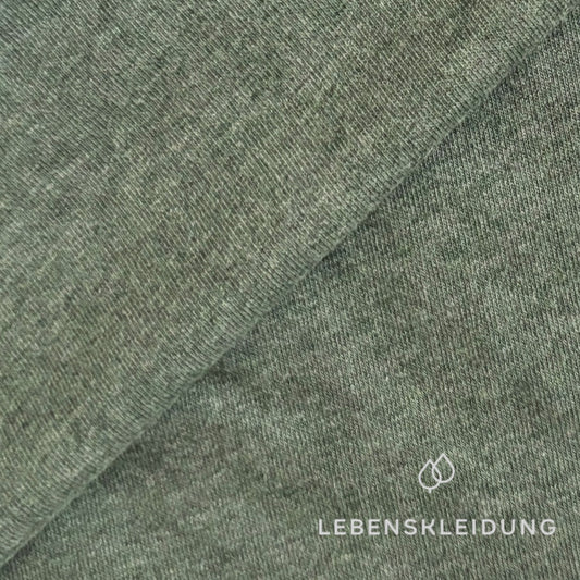 Re-Life Weicher Bio-Baumwolle Baby-Sweatstoff geraut mit Stretch - Jade Meliert Muster
