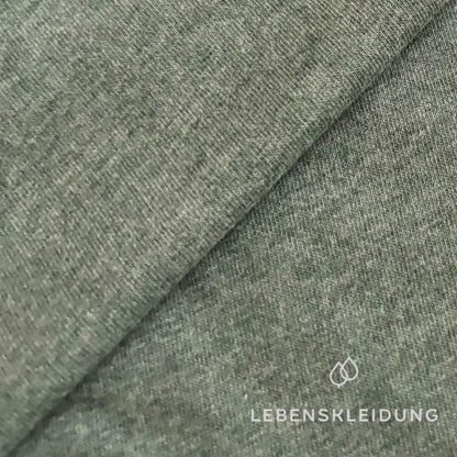 Re-Life Weicher Bio-Baumwolle Baby-Sweatstoff geraut mit Stretch - Jade Meliert Muster – Nahaufnahme