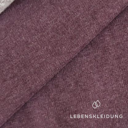 Re-Life Weicher Bio-Baumwolle Baby-Sweatstoff geraut mit Stretch - Pflaume Meliert Muster