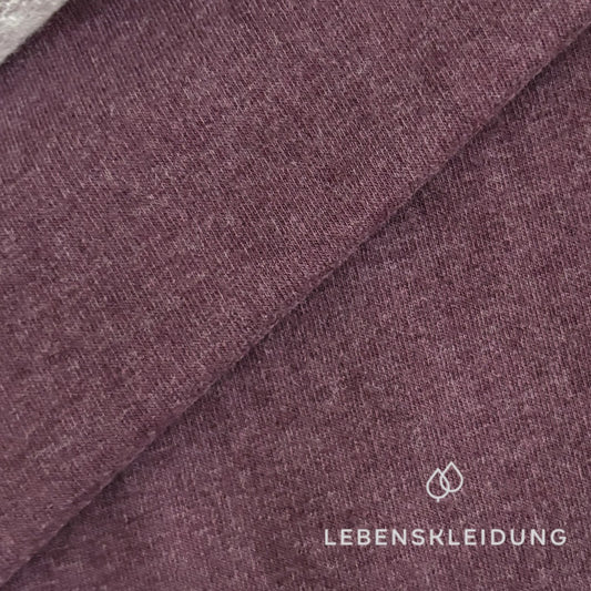 Re-Life Weicher Bio-Baumwolle Baby-Sweatstoff geraut mit Stretch - Pflaume Meliert Muster