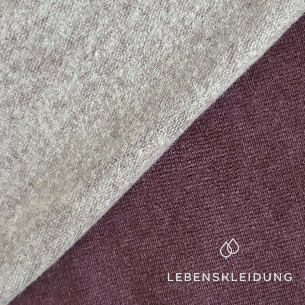 Re-Life Weicher Bio-Baumwolle Baby-Sweatstoff geraut mit Stretch - Pflaume Meliert Muster – Detailansicht