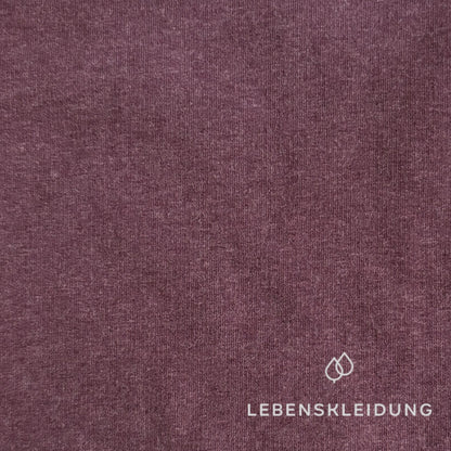 Tissu Re-Life en coton biologique doux pour bébé, brossé et extensible - Prune chiné – Gros plan