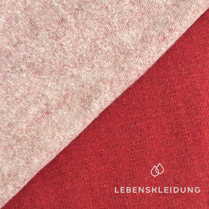 Re-Life Weicher Bio-Baumwolle Baby-Sweatstoff geraut mit Stretch - Kirsche Meliert Muster – Detailansicht