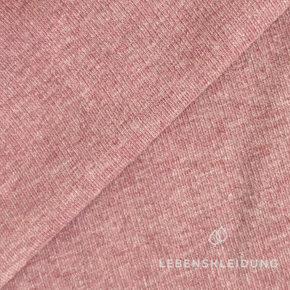 Re-Life Weicher Bio-Baumwolle Baby-Sweatstoff geraut mit Stretch - Himbeere Meliert Muster