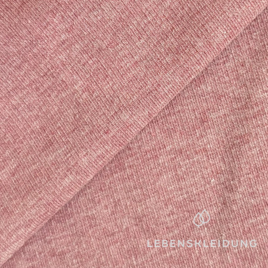 Re-Life Weicher Bio-Baumwolle Baby-Sweatstoff geraut mit Stretch - Himbeere Meliert Muster