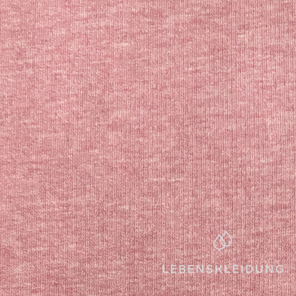 Re-Life Weicher Bio-Baumwolle Baby-Sweatstoff geraut mit Stretch - Himbeere Meliert Muster – Nahaufnahme