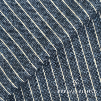 Re-Life Vertical Stripe Jacquard Jersey aus Bio-Baumwolle - Jeans Meliert
