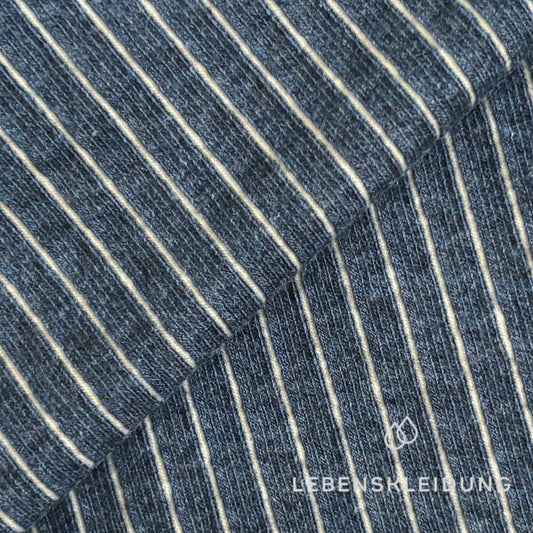 Re-Life Vertical Stripe Jacquard Jersey made from organic cotton - Denim Melange sample