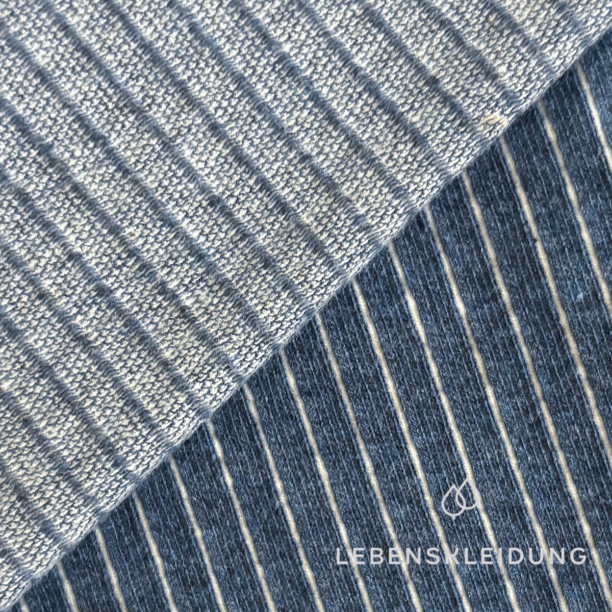 Re-Life Vertical Stripe Jacquard Jersey aus Bio-Baumwolle - Jeans Meliert – Detailansicht