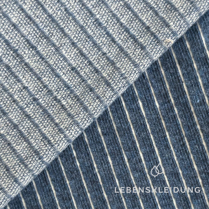 Re-Life Vertical Stripe Jacquard Jersey aus Bio-Baumwolle - Jeans Meliert – Detailansicht