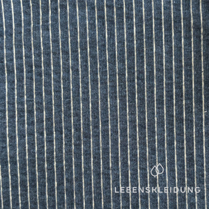 Re-Life Vertical Stripe Jacquard Jersey aus Bio-Baumwolle - Jeans Meliert – Nahaufnahme