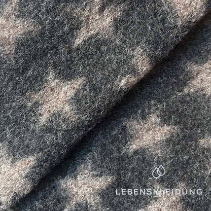 Re-Life Patterned Organic Wool Felt made from Organic Wool and Organic Cotton - Black Melange Stars