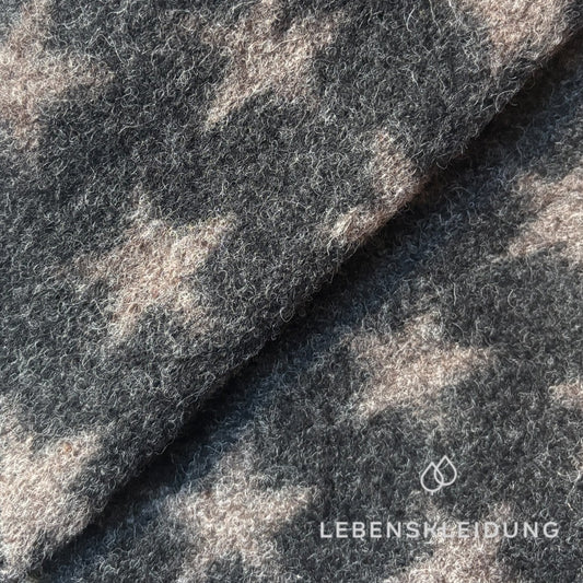 Re-Life Patterned Organic Wool Felt made from Organic Wool and Organic Cotton - Black Melange Star sample