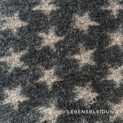 Re-Life Patterned Organic Wool Felt made from Organic Wool and Organic Cotton - Black Melange Stars – Detail view