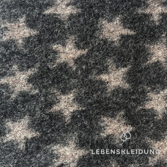 Re-Life Patterned Organic Wool Felt made from Organic Wool and Organic Cotton - Black Melange Star sample – Detail view