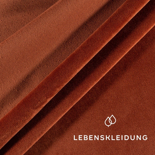 Organic velour fabric - Brick sample – Detail view