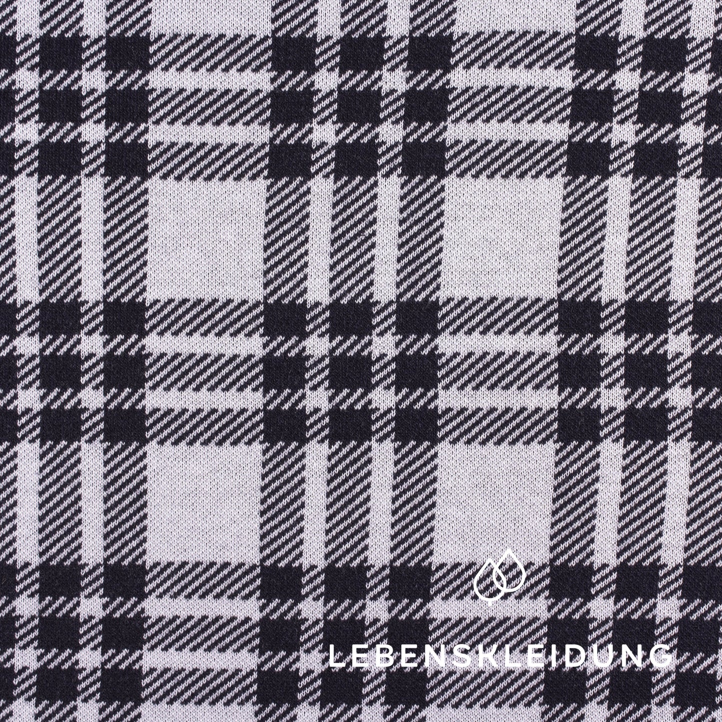 Organic Interlock Fabric - Navy White checked – Close-up