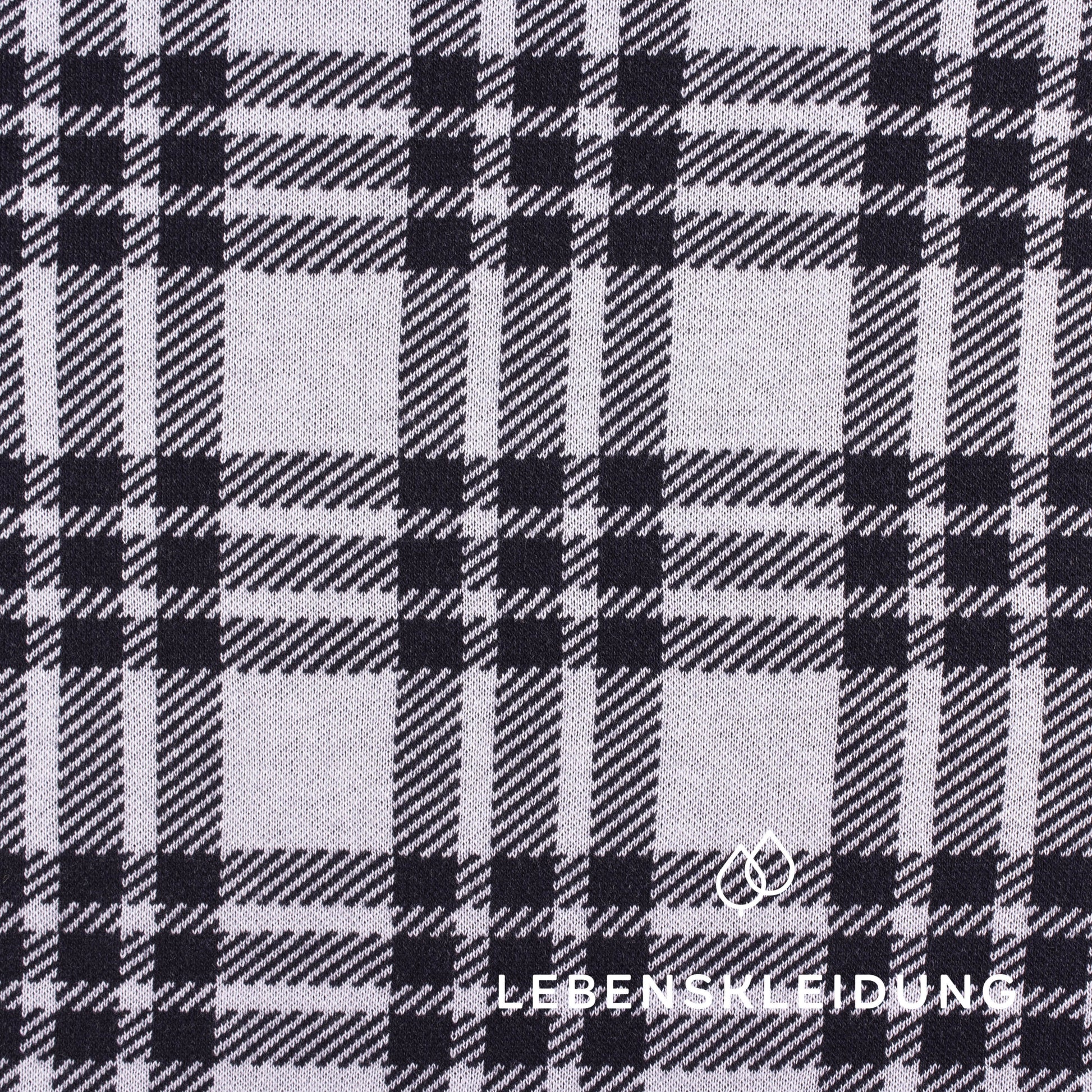 Organic Interlock Fabric - Navy White checked – Close-up