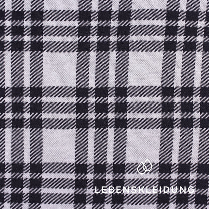 Organic Interlock Fabric - Navy White checked – Close-up