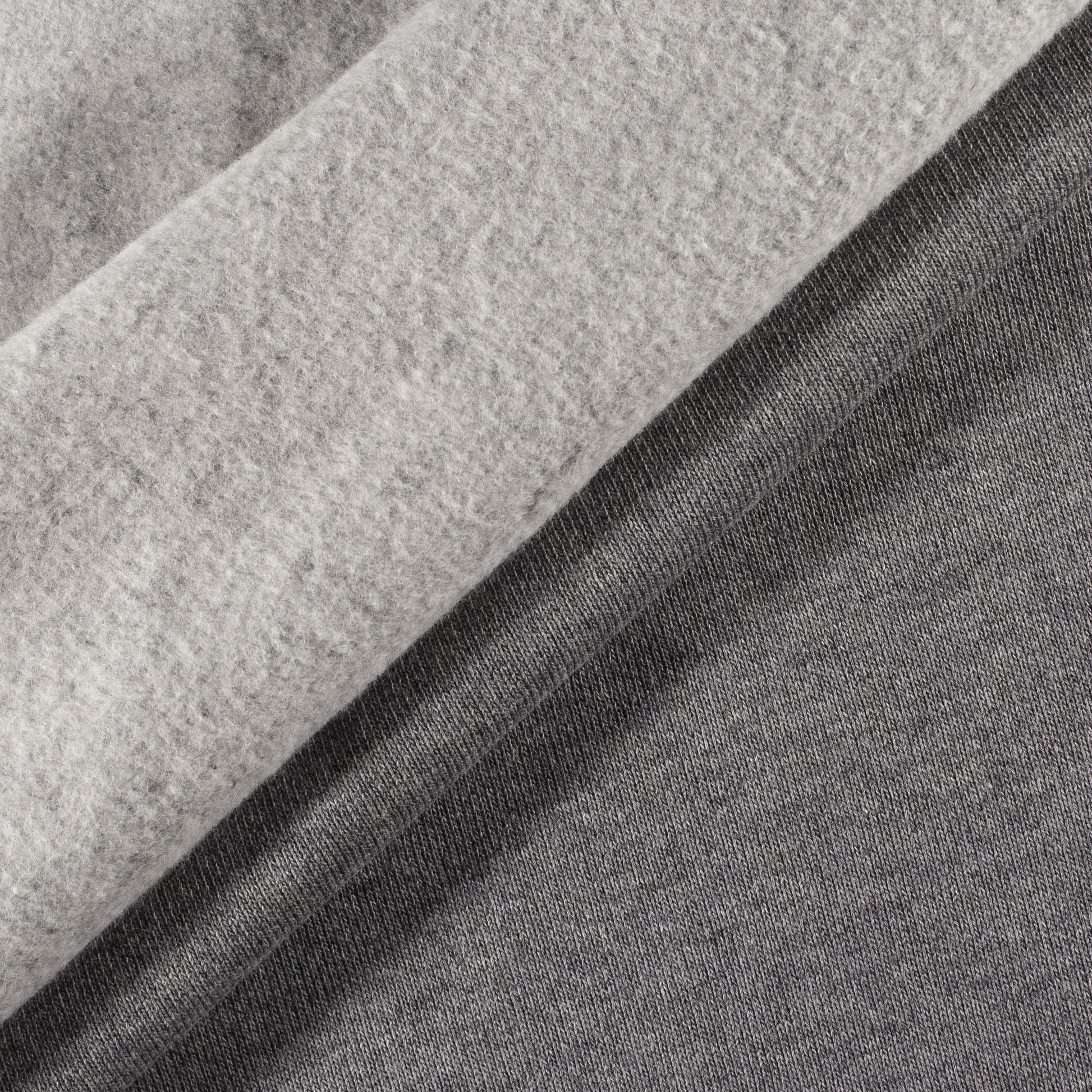 Re-Life Sweat Stoff gerauht - Grau meliert / dunkel – Detailansicht