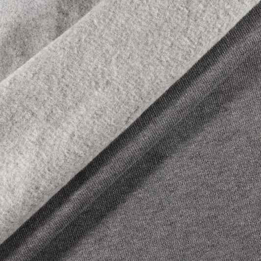 Re-Life Sweat Stoff gerauht - Grau meliert / dunkel – Detailansicht