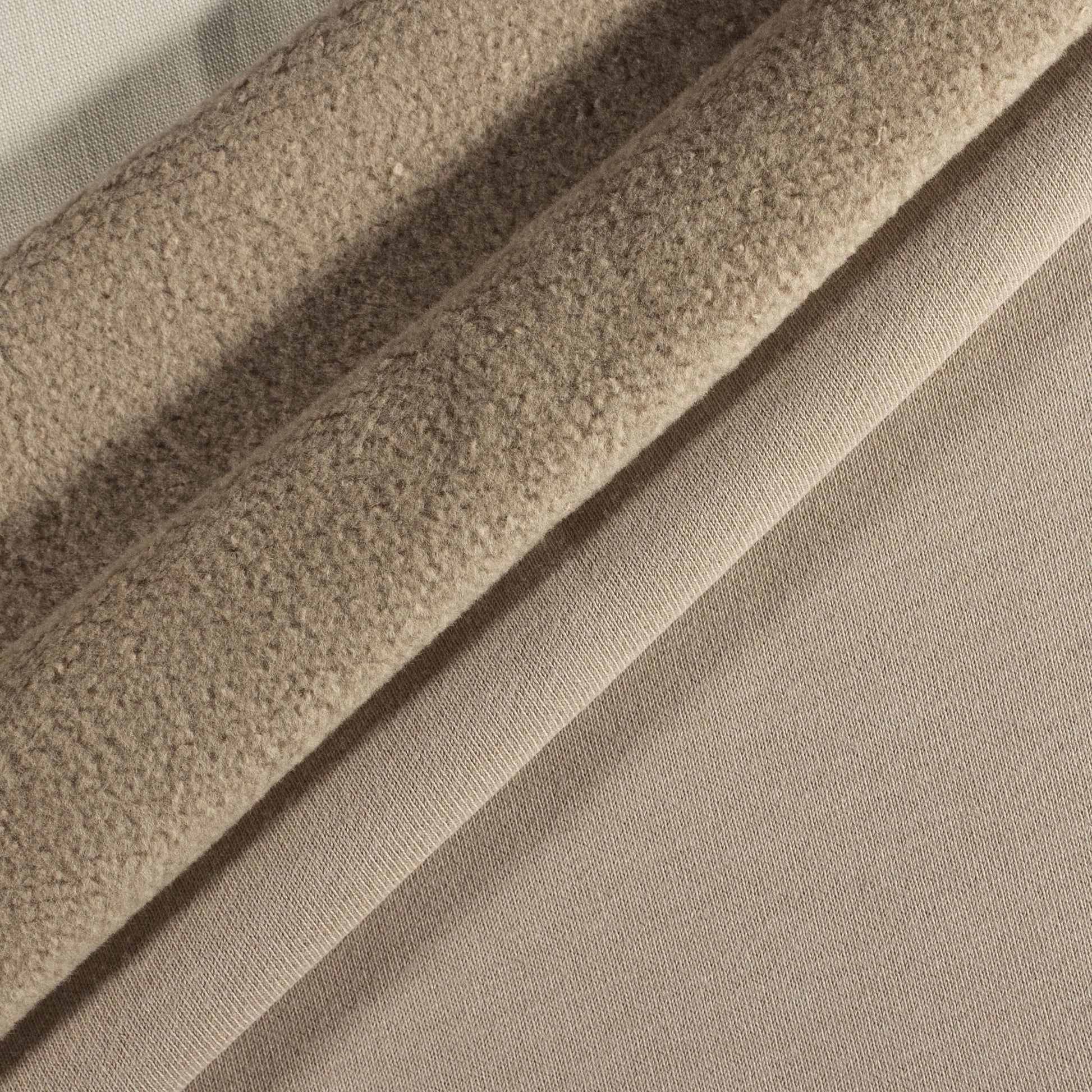 Re-Life Sweat Stoff gerauht - Sand – Detailansicht