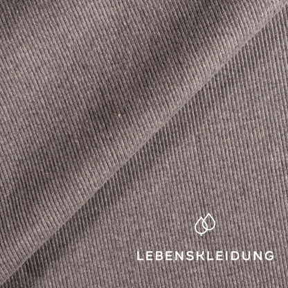 Re-Life RIB 2x1 (Bündchen) Stoff - Grau meliert / dunkel Muster