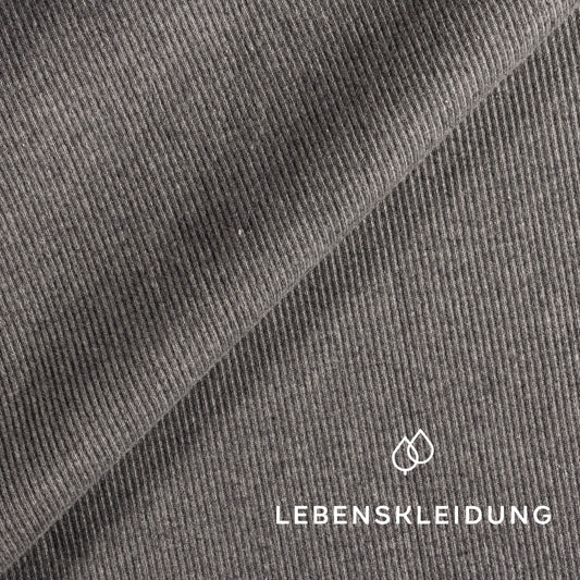 Re-Life RIB 2x1 (Bündchen) Stoff - Grau meliert / dunkel