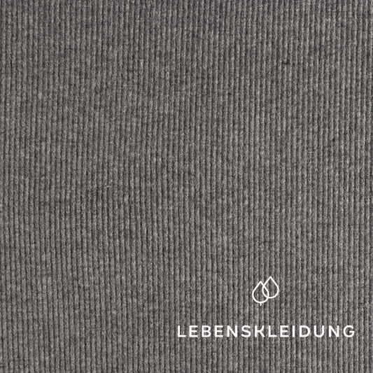 Re-Life RIB 2x1 (Bündchen) Stoff - Grau meliert / dunkel – Detailansicht