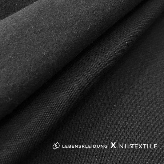 Re-Life NILCOTT® Organic Fleece brushed black 400 gsm - Black sample