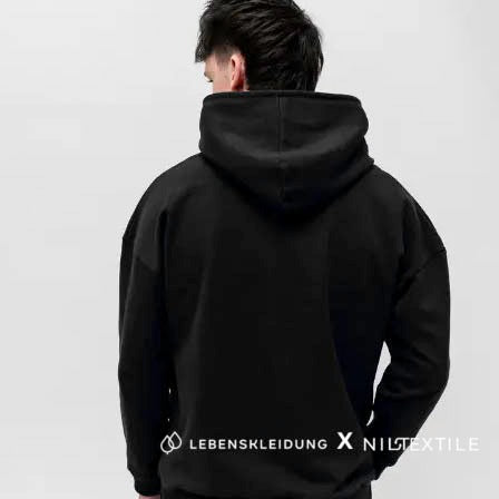 Re-Life NILCOTT® Organic Fleece brushed black 400 gsm - Black – Detailansicht