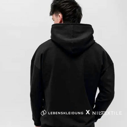 Re-Life NILCOTT® Organic Fleece brushed black 400 gsm - Black – Detailansicht