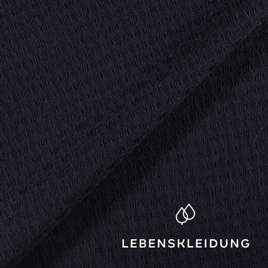 Organic waffle shirt fabric - Navy sample