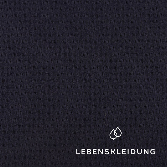 Organic waffle shirt fabric - Navy – Detail view