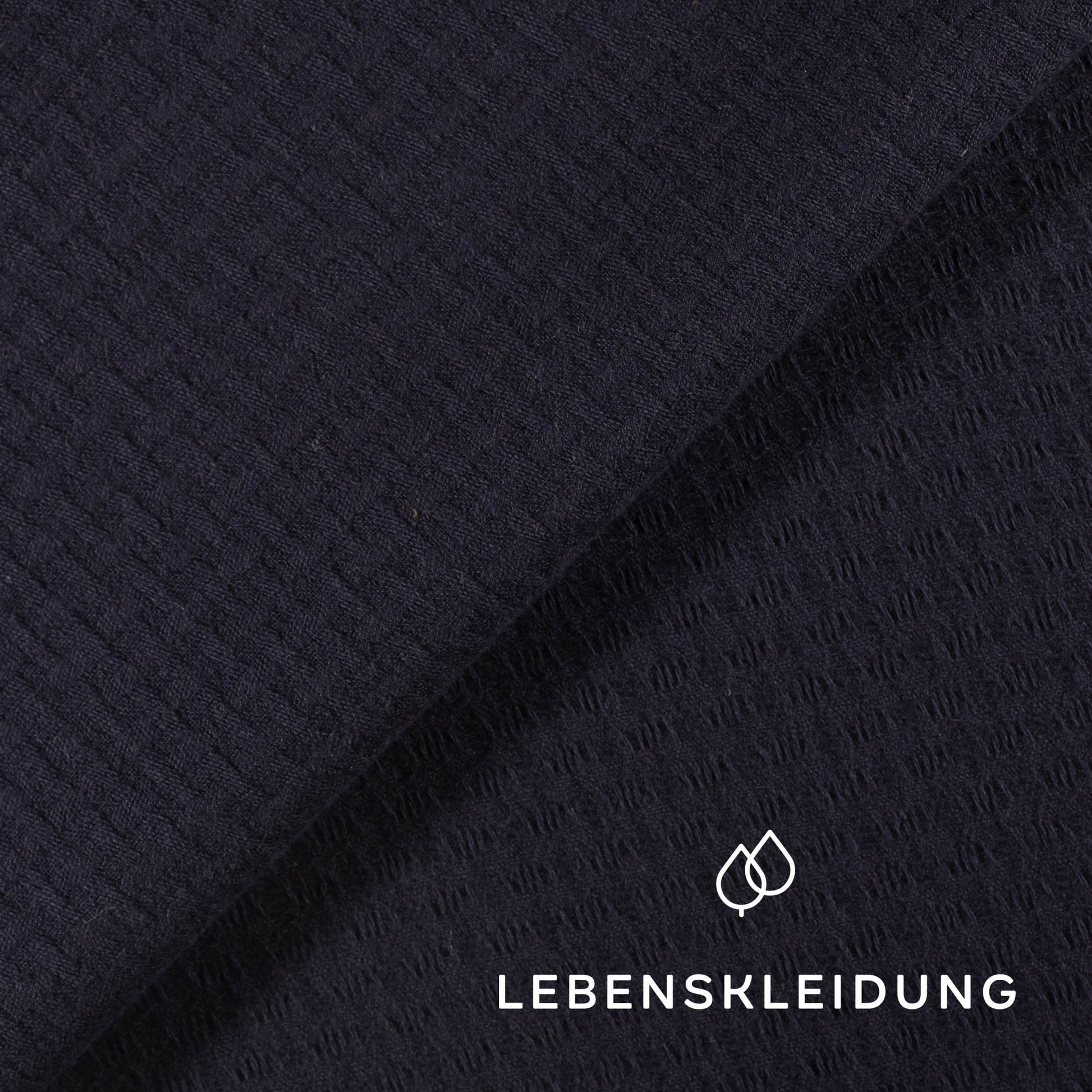 Organic waffle shirt fabric - Navy – Close-up