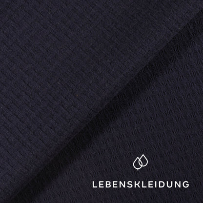Organic waffle shirt fabric - Navy – Close-up