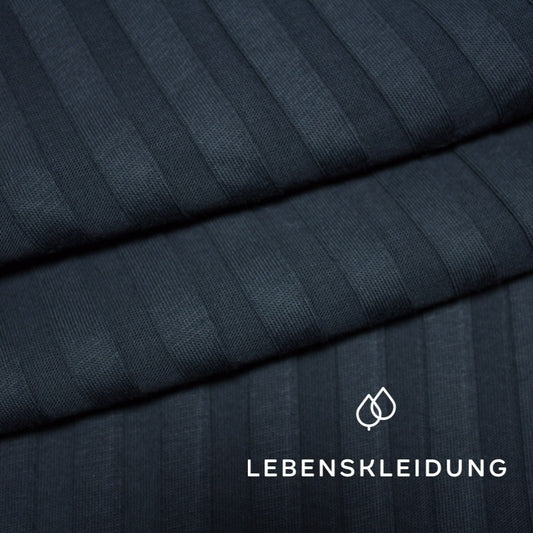 Organic ribbed jersey, wide - Navy – Detail view
