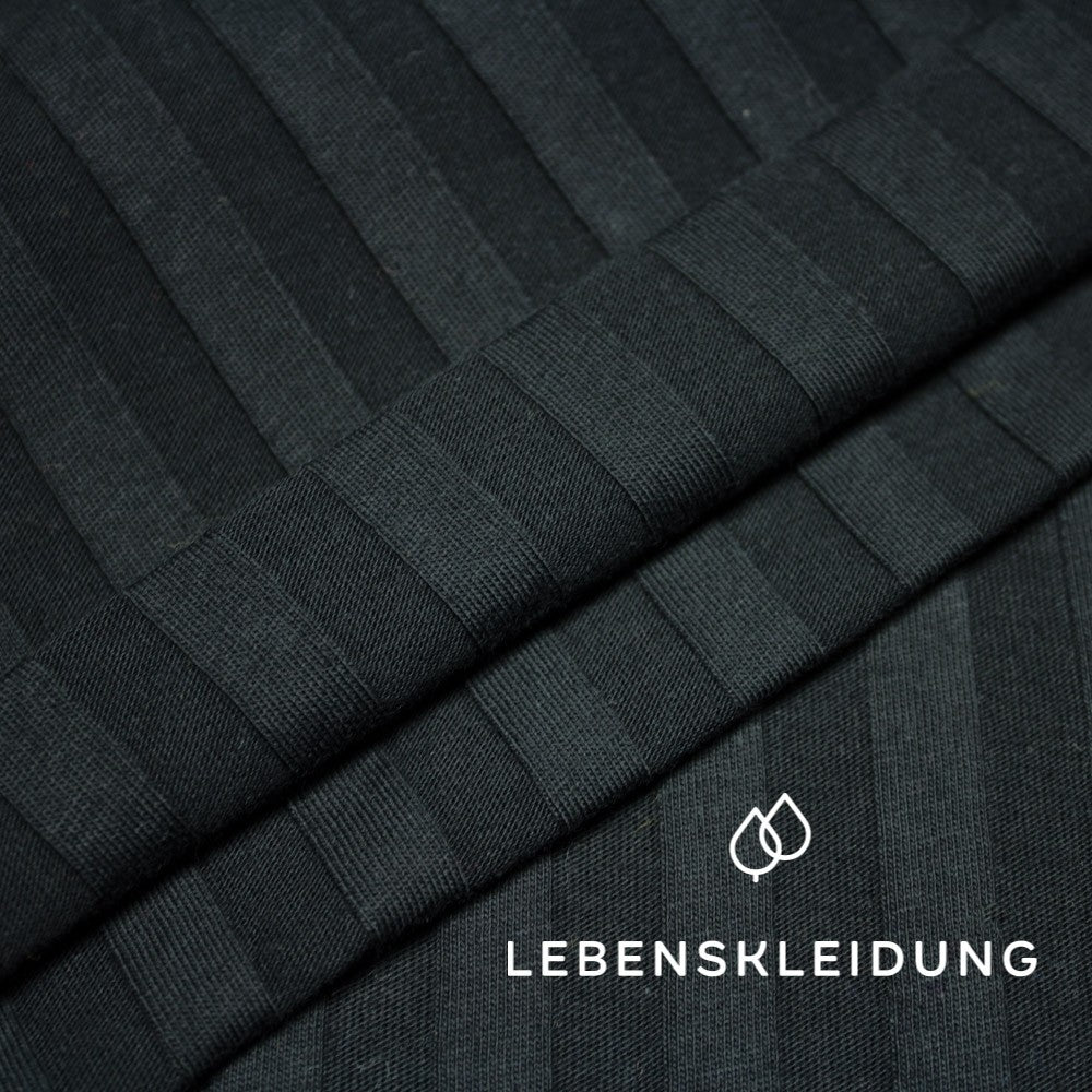Bio Rippenjersey breit - Schwarz Muster