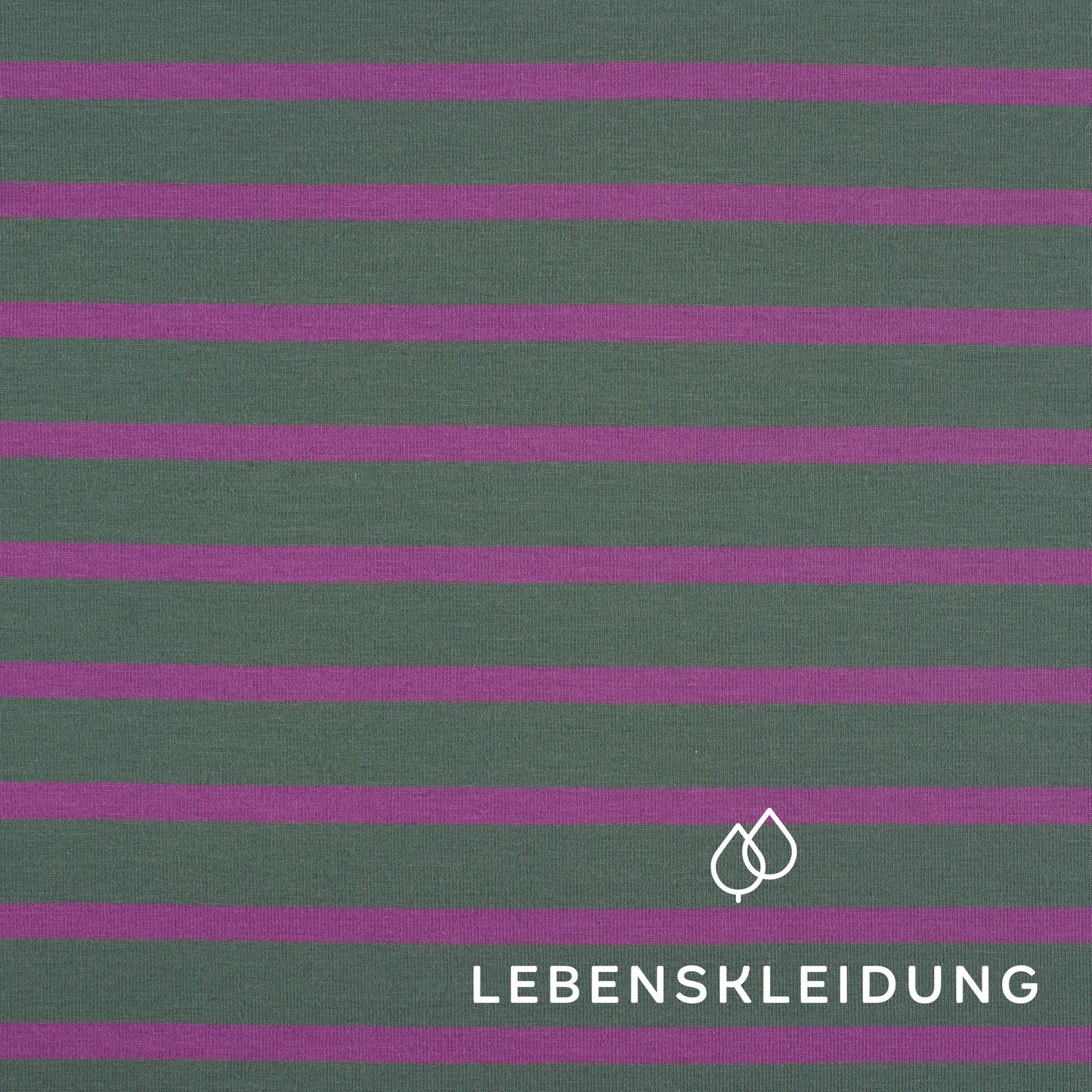 Bio Stretch Jersey Stoff - breit gestreift - Vintage Green-Soft Grape – Detailansicht