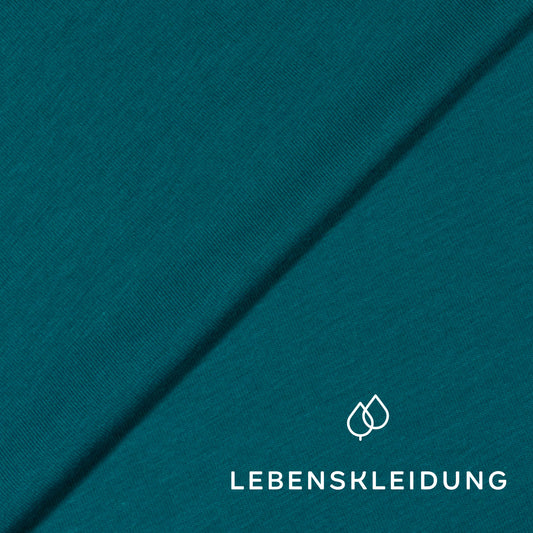 Organic Stretch Jersey Fabric - Teal Blue sample