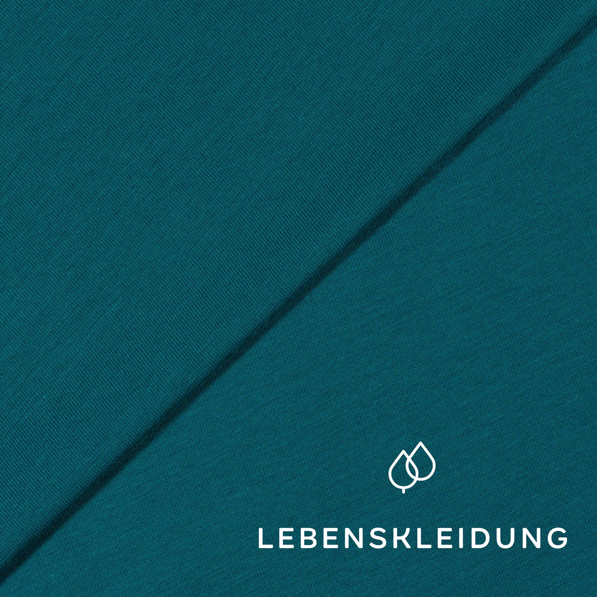 Tissu jersey extensible biologique - échantillon bleu sarcelle – Gros plan